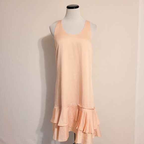 Banana Republic Asymmetric Flutter Hem Sleeveless Dress Blush Pink 8 - Picture 1 of 8